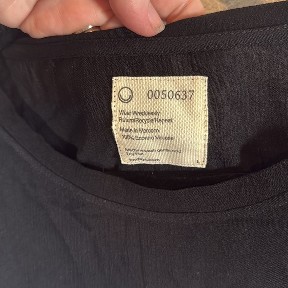 Fordays Black Crepe The Easy Top Recycled Materials Blouse Gathered Sleeves Lrg - Picture 4 of 7